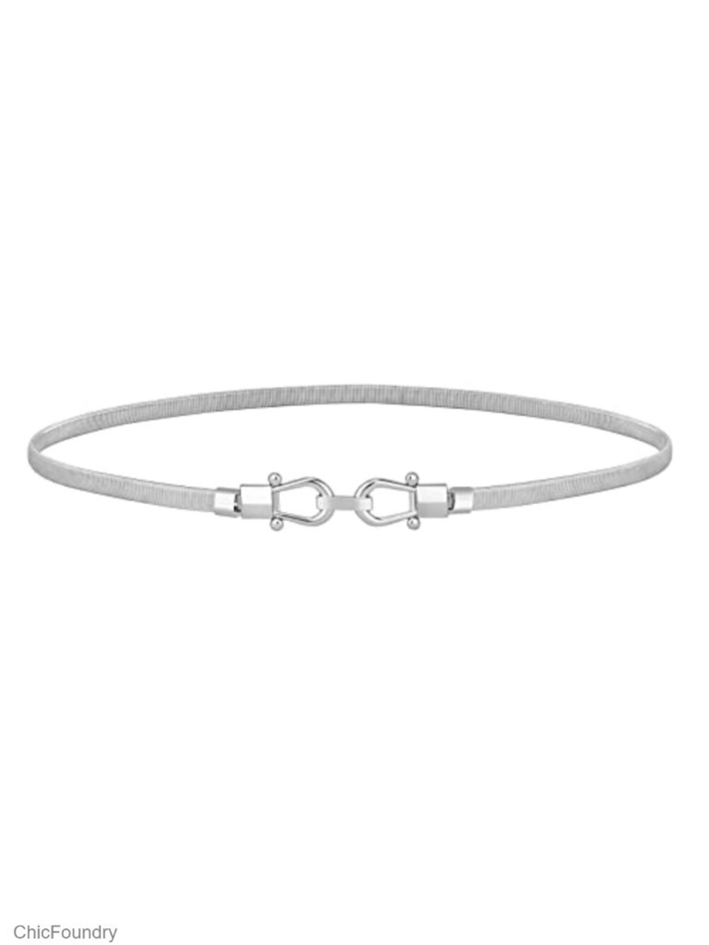 Skinny Elastic Metal Waist Belt for Dress Fashion Metal Chain Waistband
